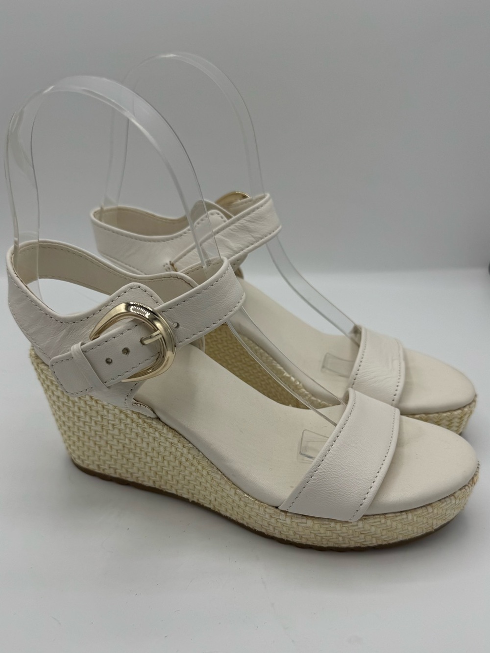 Naturalizer Stella white leather espadrille wedge sandals size 5 bridal wedding